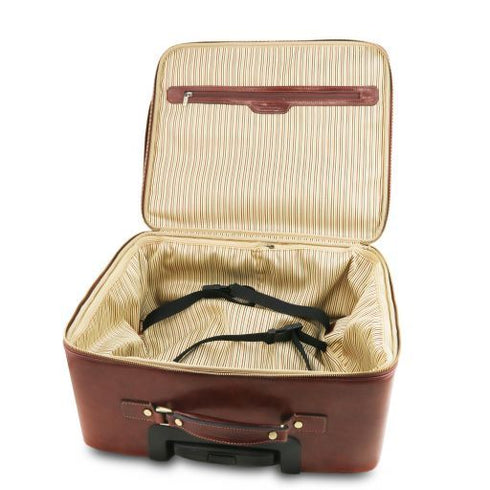 Varsavia - Leather pilot case with two wheels